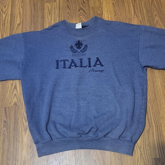 Italia Firenze Made in Italy Sweatshirt Woman's XXL Cotton Navy Embroidered B87 - Picture 2 of 10